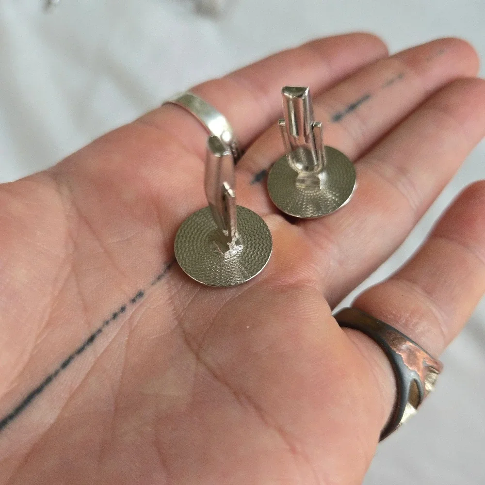 VTG Atomic Starburst Silver Cufflinks Unbranded Cuff Links OS Mens Silver Etched